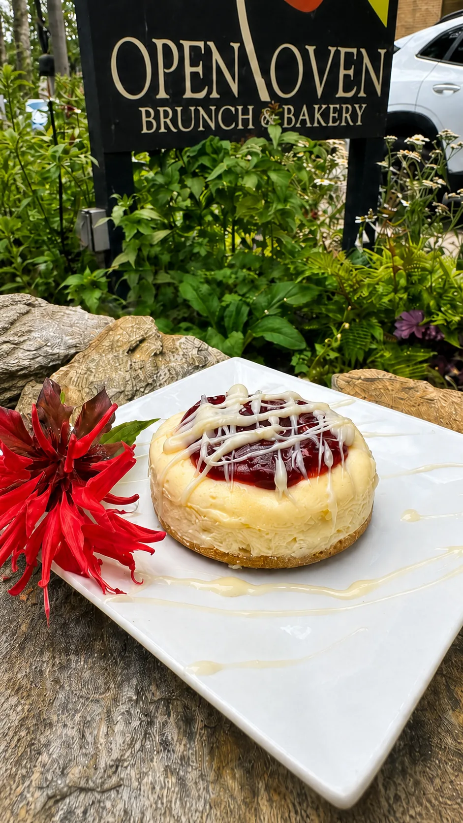 Open Oven's dessert and Black Mountain sign outside the restaurant